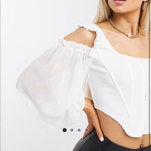 White corset crop top